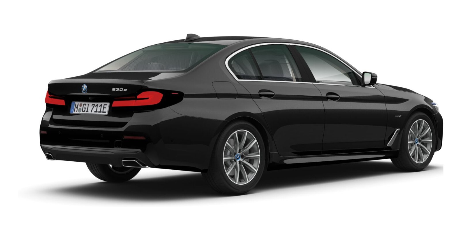 BMW BMW 5er in Schwarz von hinten