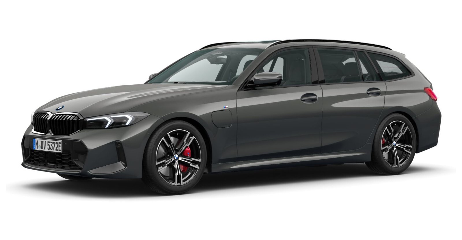 BMW 330e xDrive Touring in Grau von vorne