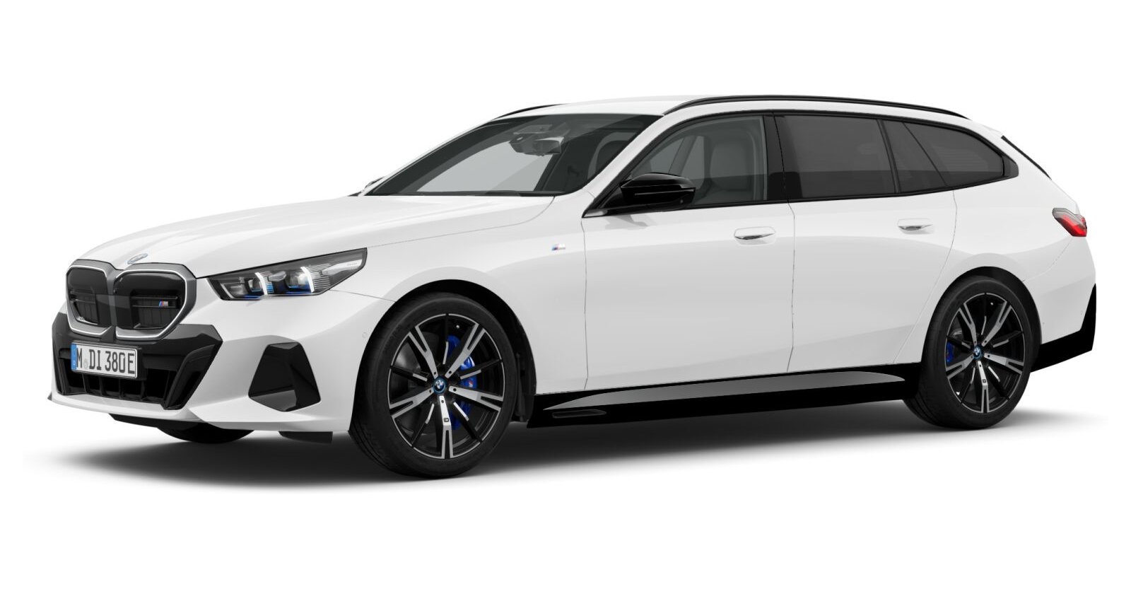 BMW i5 M60 xDrive Touring in Weiß von vorne