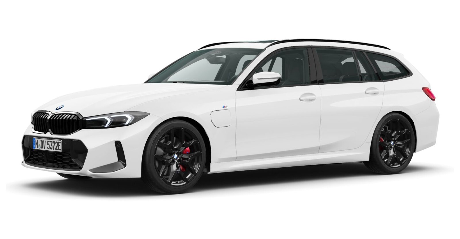 BMW 330e Touring in Weiß von vorne