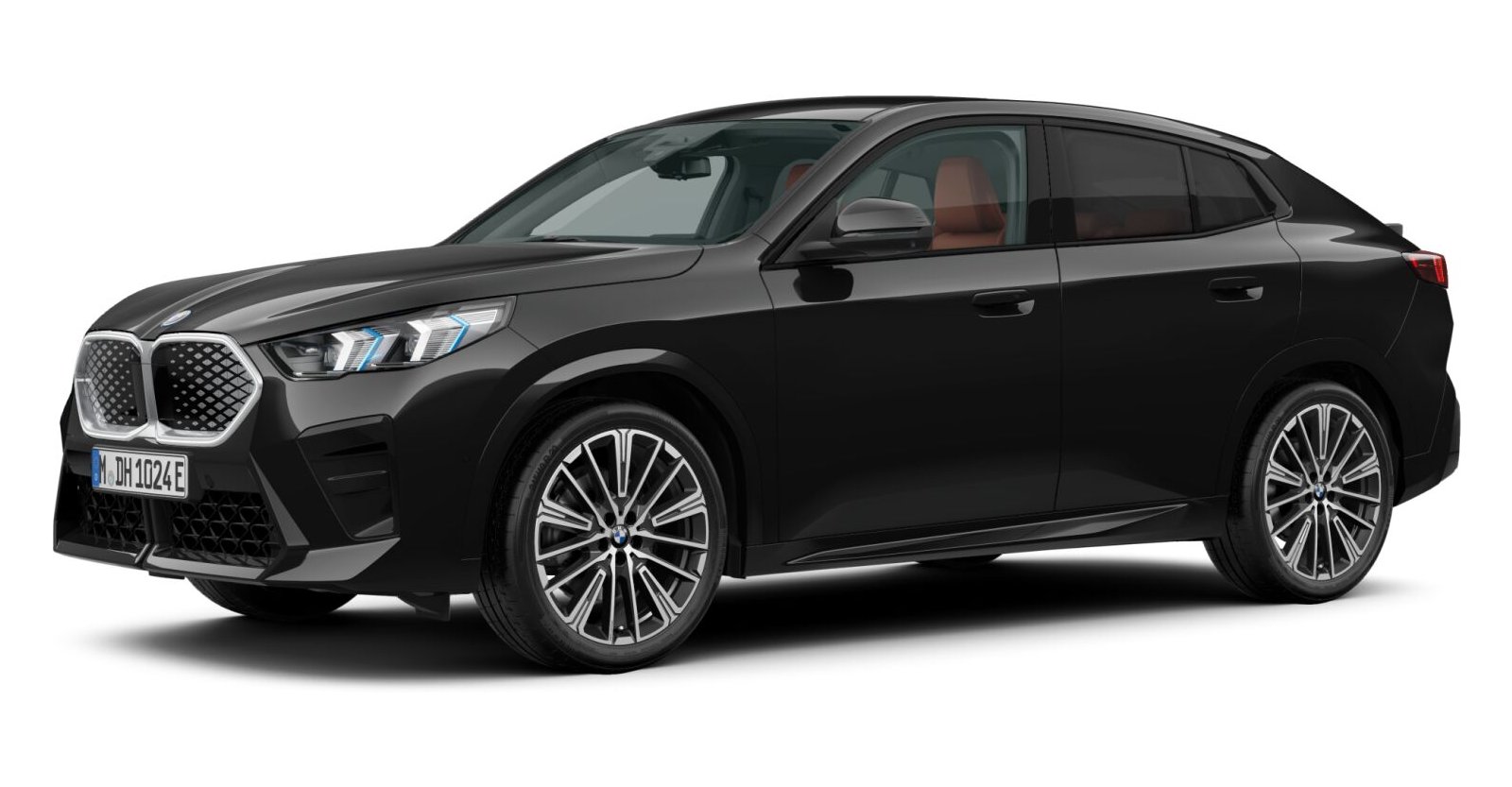 BMW iX2 xDrive30 in Schwarz von vorne