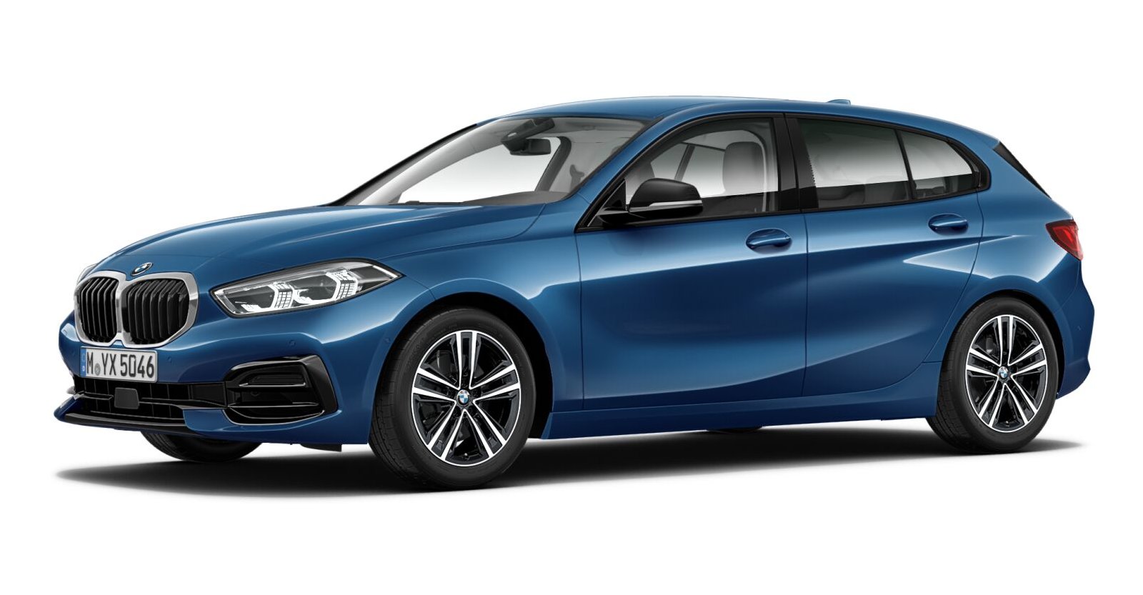 BMW 118i in Blau von vorne
