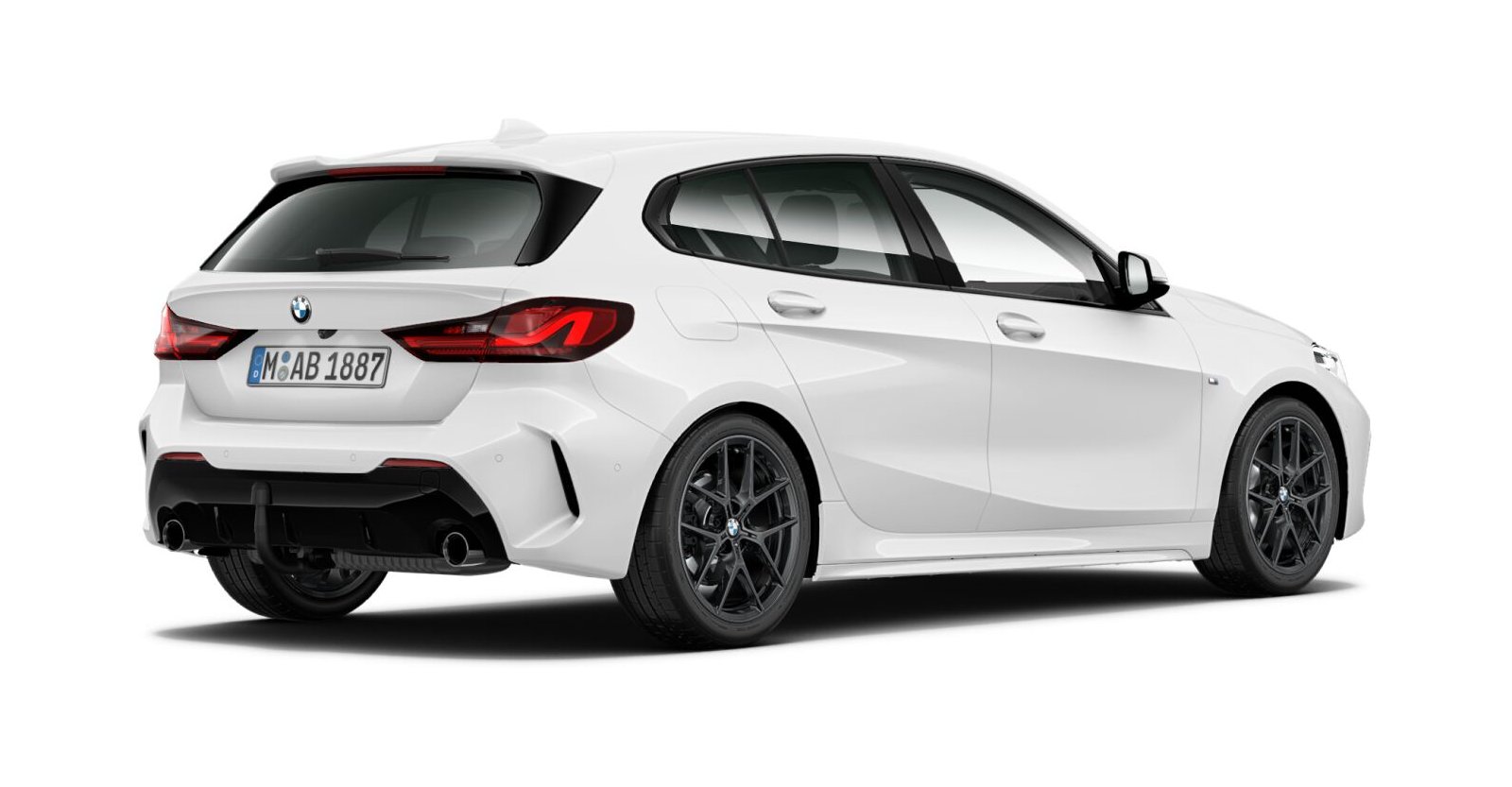BMW BMW 1er in Weiß von hinten BMW BMW 1er in Weiß von hinten