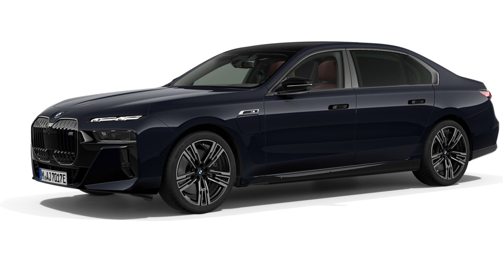 BMW M760e xDrive Limousine in Schwarz von vorne