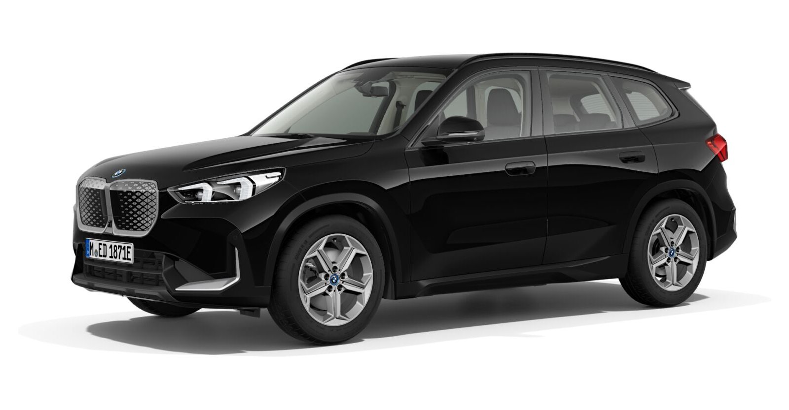 BMW iX1 xDrive30 in Schwarz von vorne