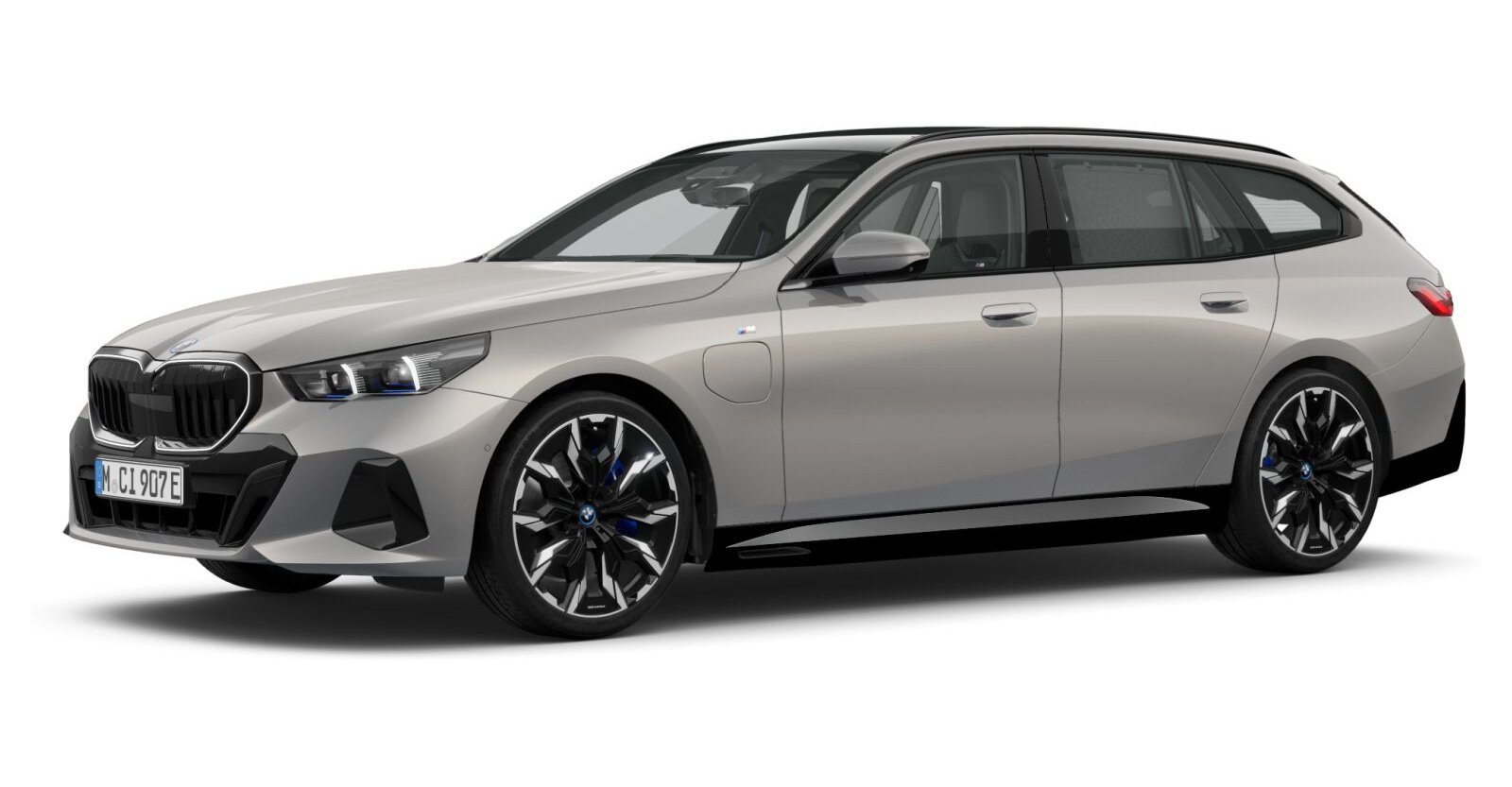 BMW 550e xDrive Touring in Grau von vorne