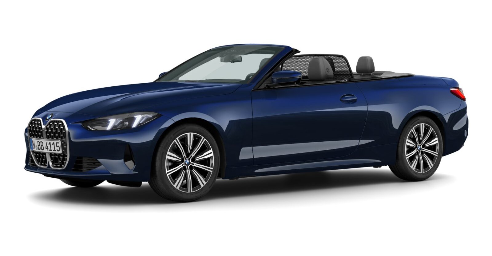 BMW 420d Cabrio in Blau von vorne
