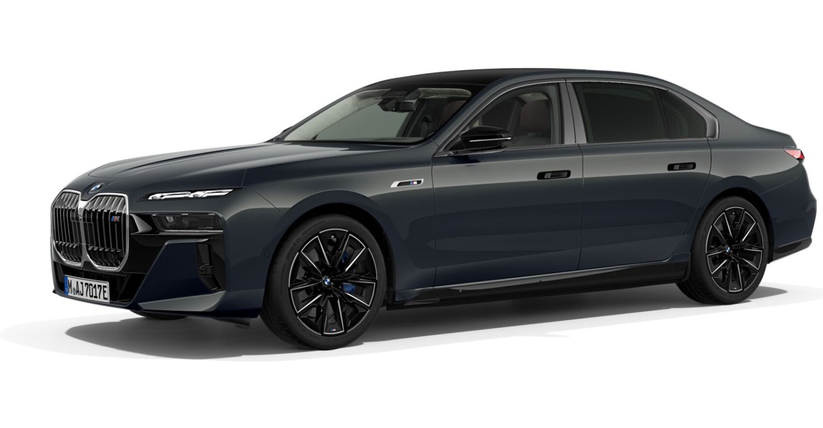 BMW i7 M70 xDrive Limousine in Grau von vorne BMW i7 M70 xDrive Limousine in Grau von vorne