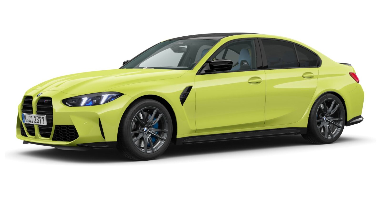 BMW M3 Competition Limousine in Gelb von vorne BMW M3 Competition Limousine in Gelb von vorne