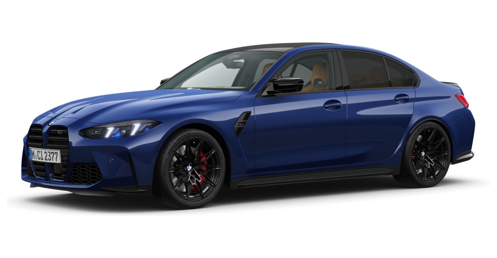 BMW M3 Competition Limousine mit M xDrive in Blau von vorne