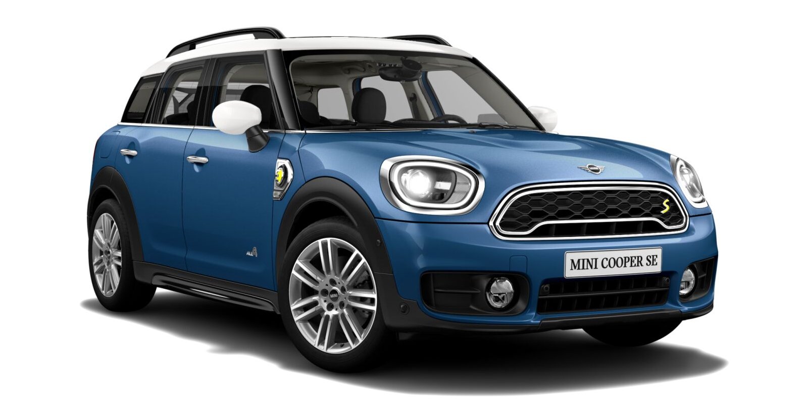 MINI Cooper SE Countryman ALL4 in Blau von vorne MINI Cooper SE Countryman ALL4 in Blau von vorne