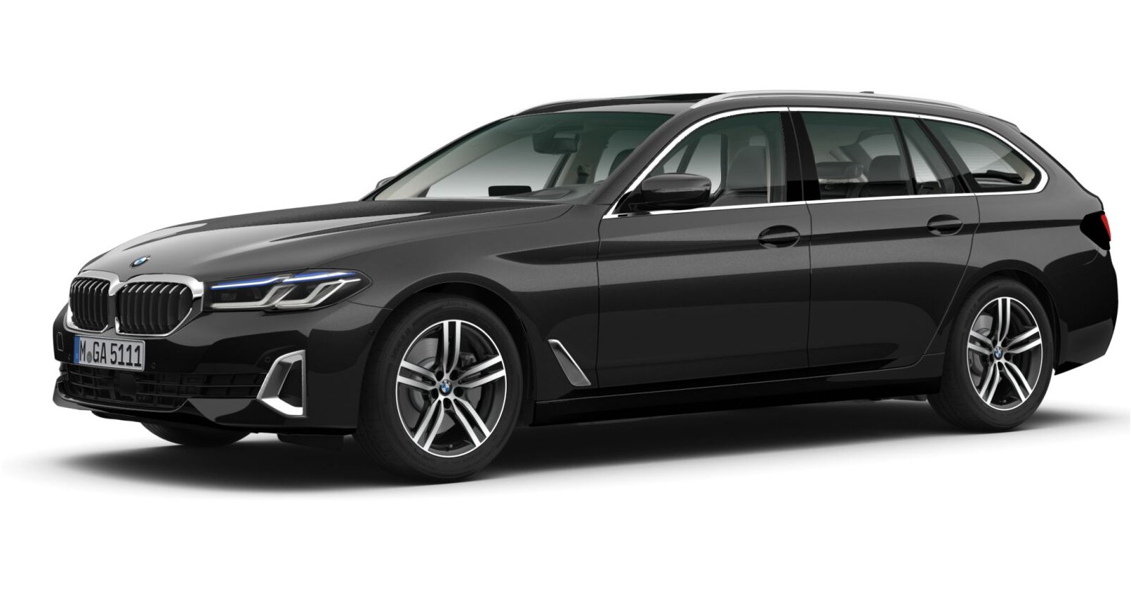 BMW 520d xDrive Touring in Schwarz von vorne BMW 520d xDrive Touring in Schwarz von vorne