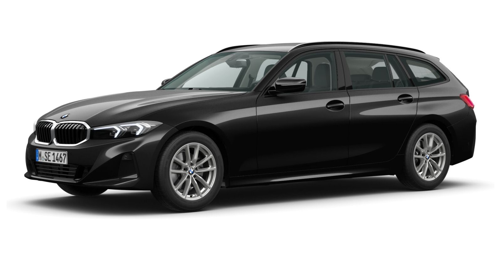 BMW 318i Touring in Schwarz von vorne BMW 318i Touring in Schwarz von vorne