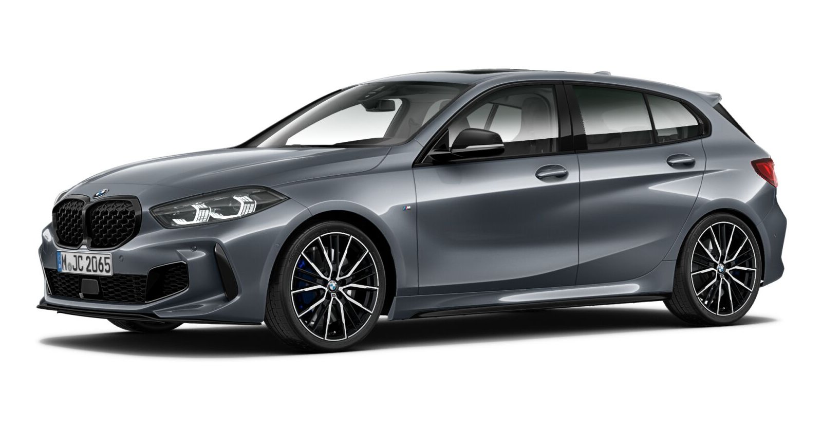 BMW M135i xDrive in Grau von vorne BMW M135i xDrive in Grau von vorne