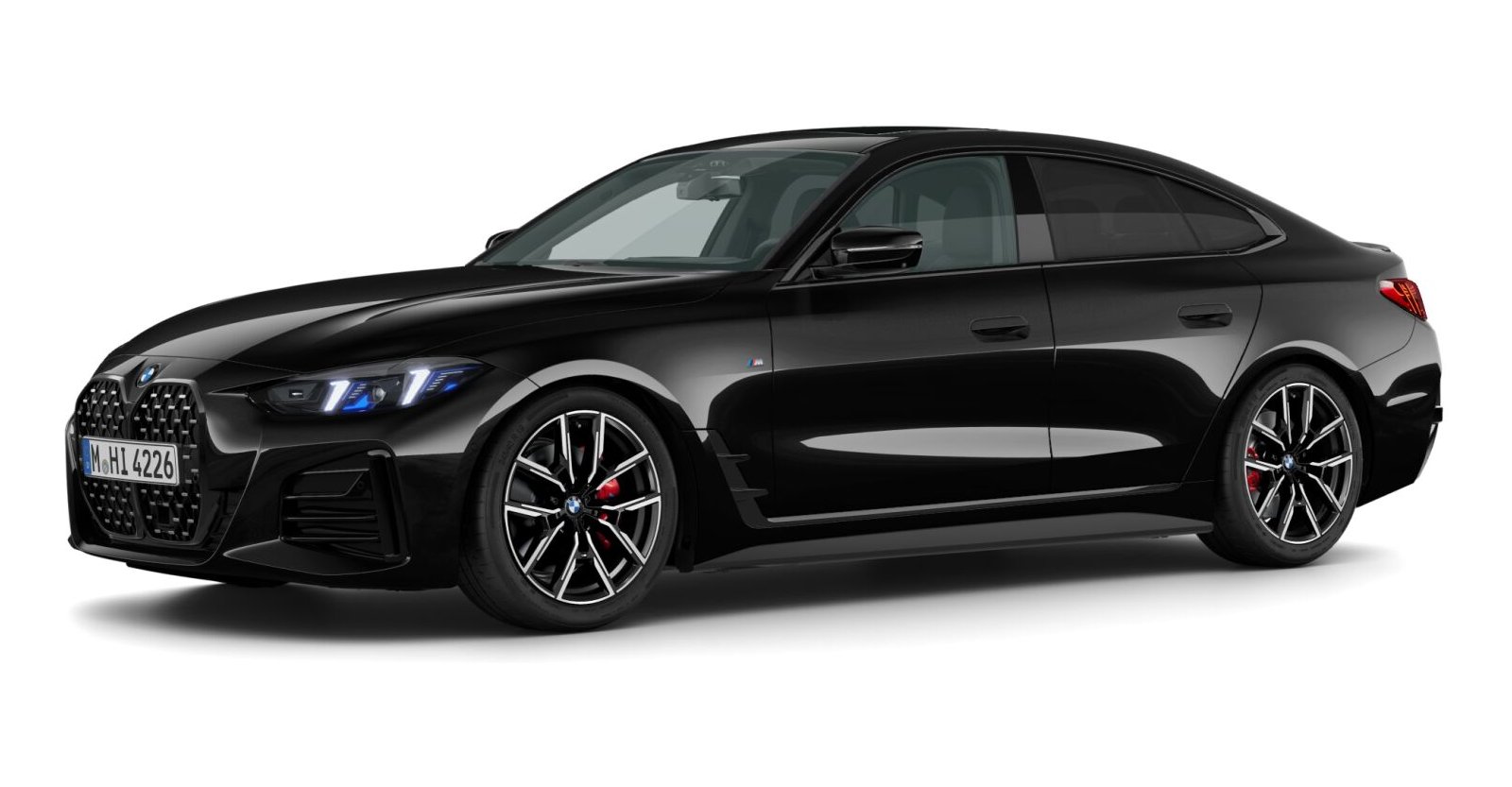 BMW 430i xDrive Gran Coupé in Schwarz von vorne