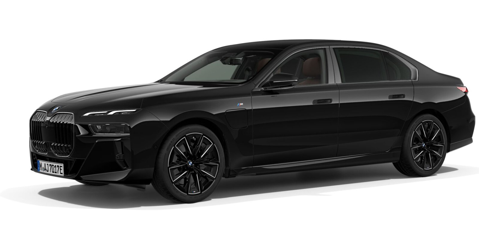 BMW 750e xDrive Limousine in Schwarz von vorne