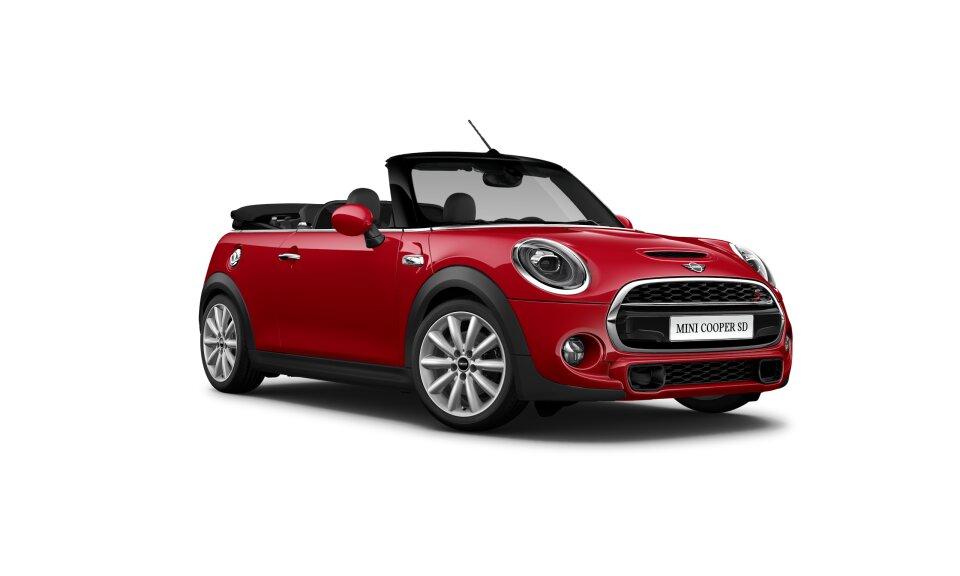 MINI Cooper SD Cabrio in Rot von vorne MINI Cooper SD Cabrio in Rot von vorne