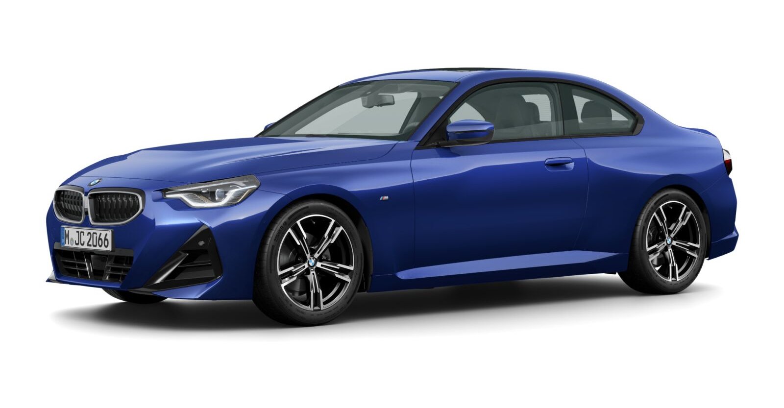 BMW 218i Coupé in Blau von vorne BMW 218i Coupé in Blau von vorne