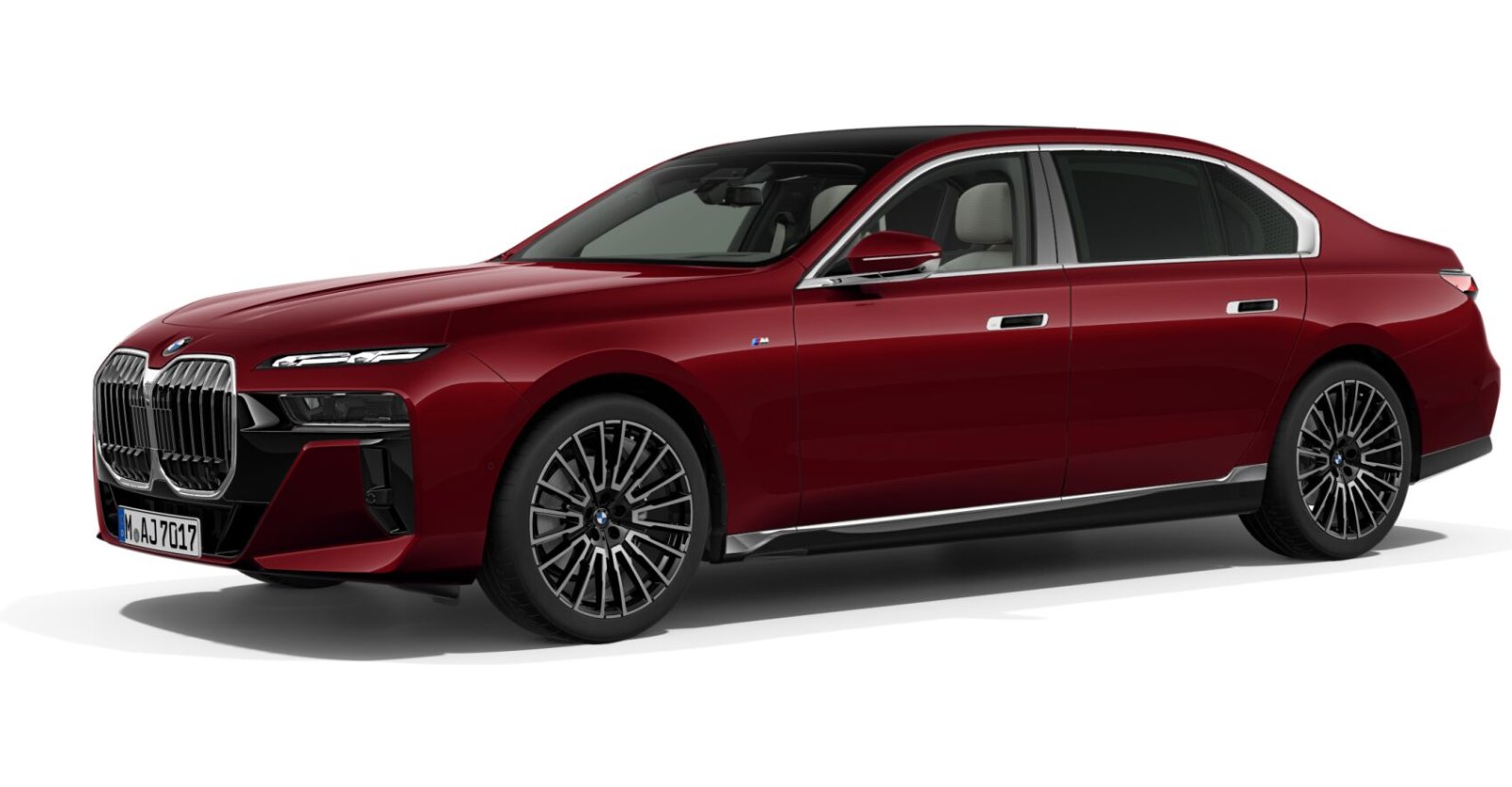 BMW 740d xDrive Limousine in Rot von vorne