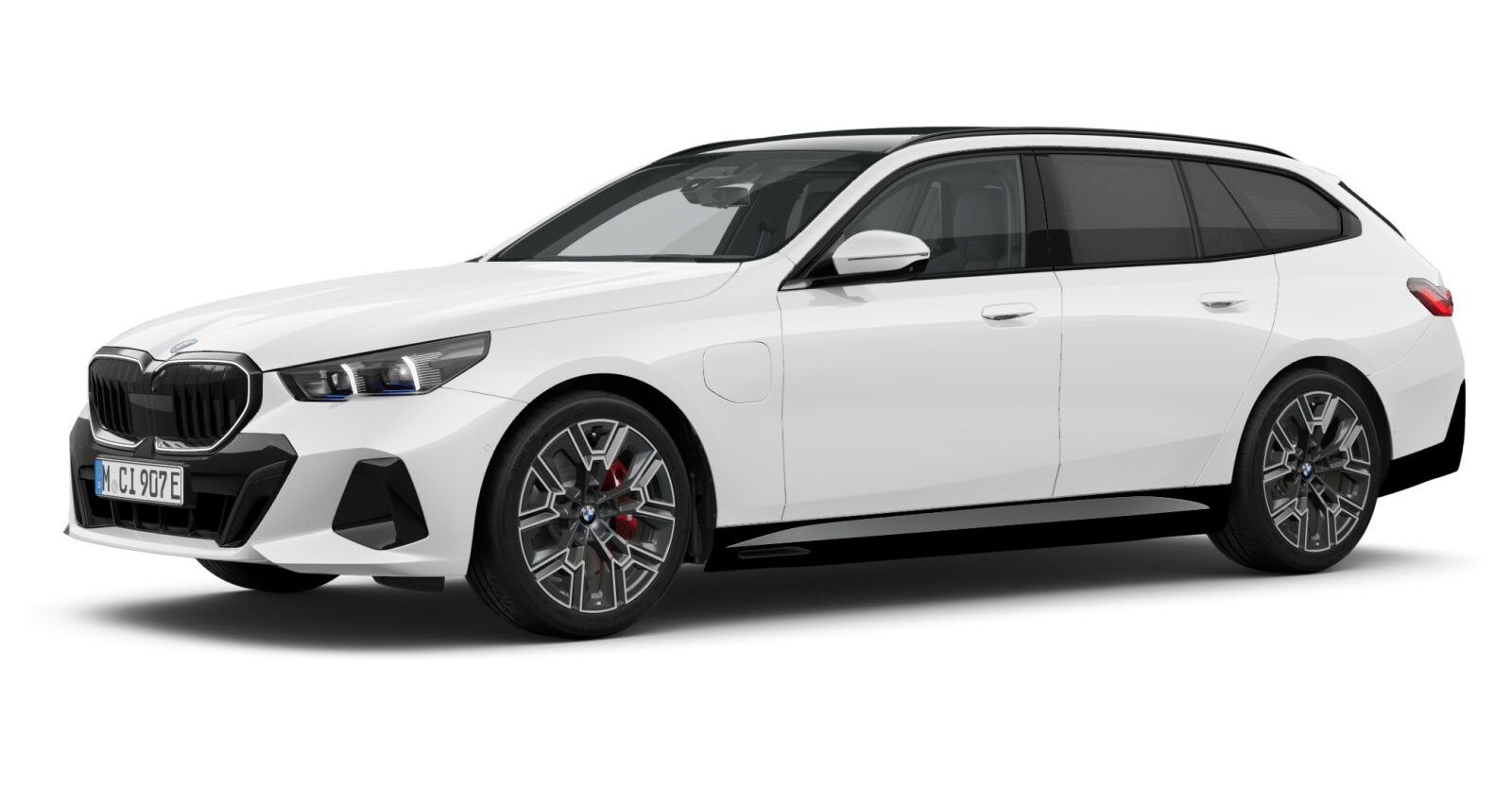 BMW 550e xDrive Touring in Weiß von vorne