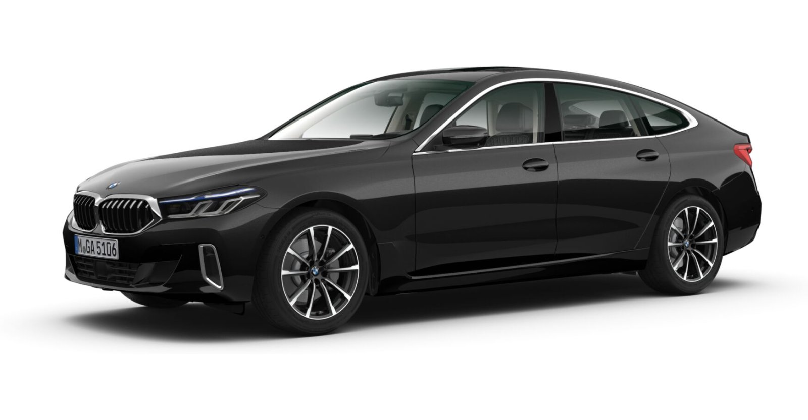 BMW 630d xDrive Gran Turismo in Schwarz von vorne