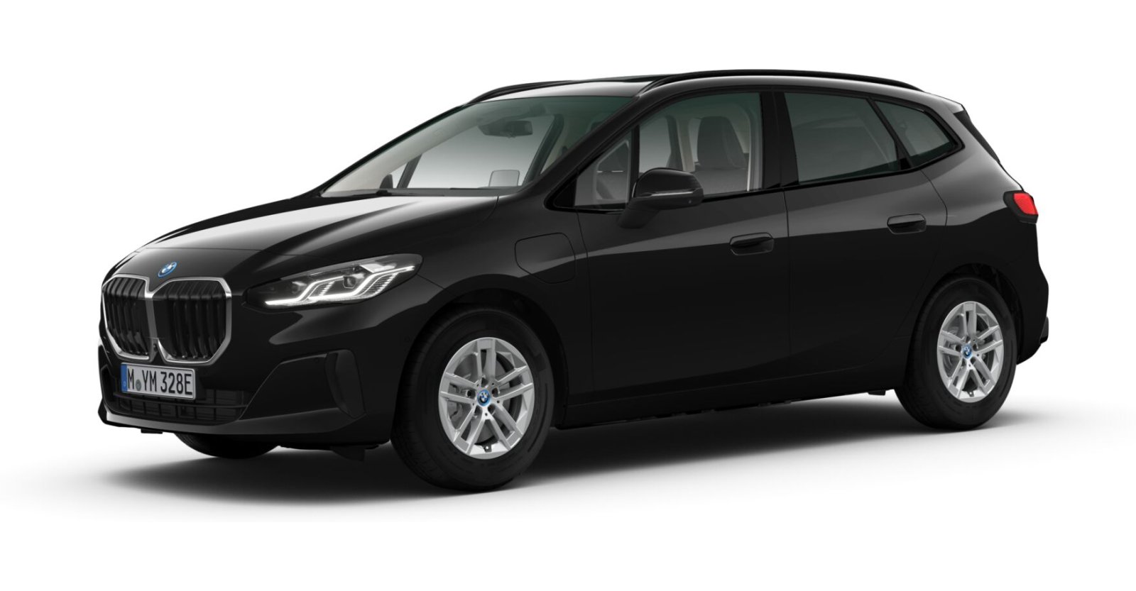 BMW 225e xDrive Active Tourer in Schwarz von vorne BMW 225e xDrive Active Tourer in Schwarz von vorne