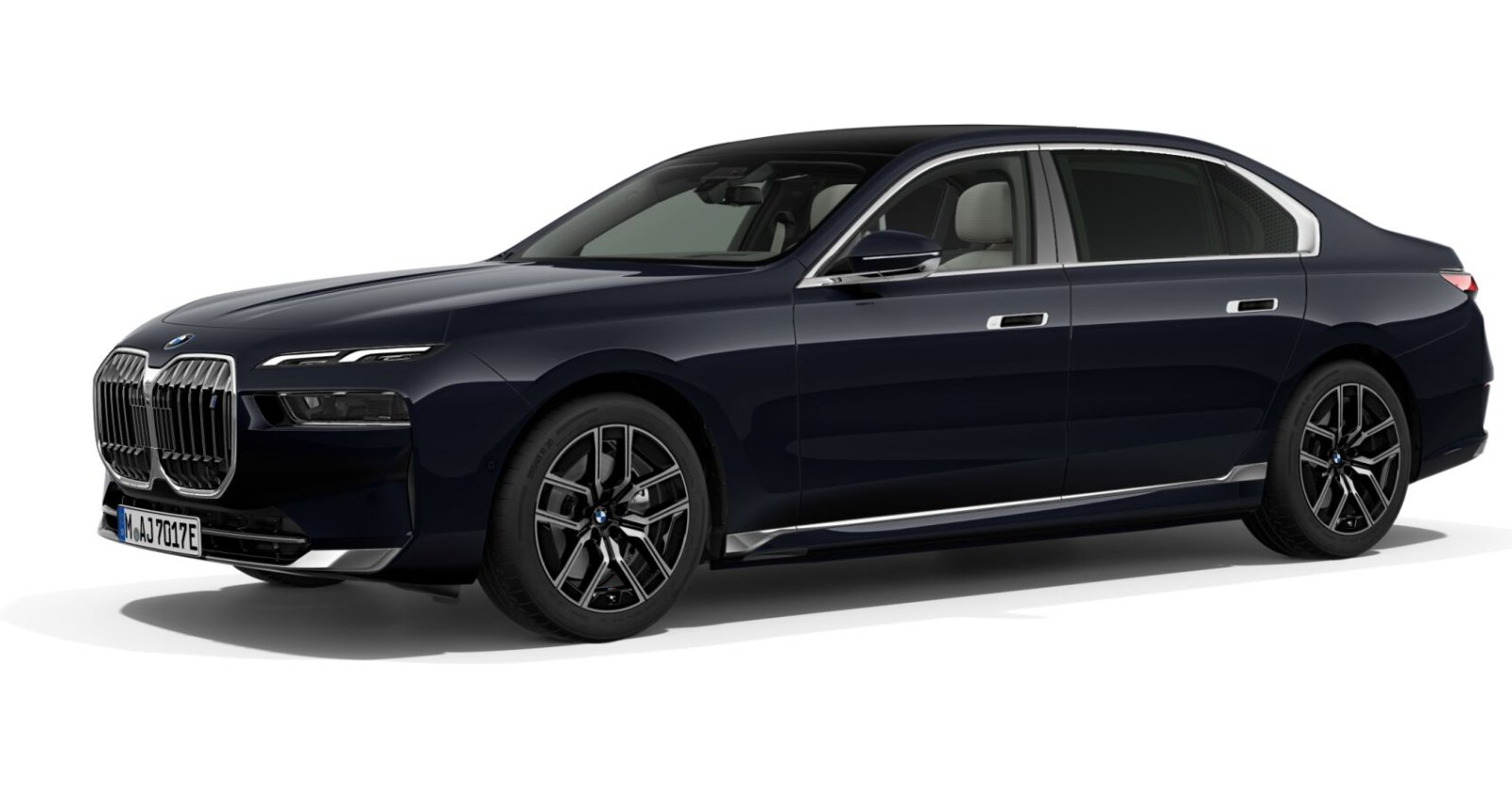 BMW i7 xDrive60 Limousine in Schwarz von vorne