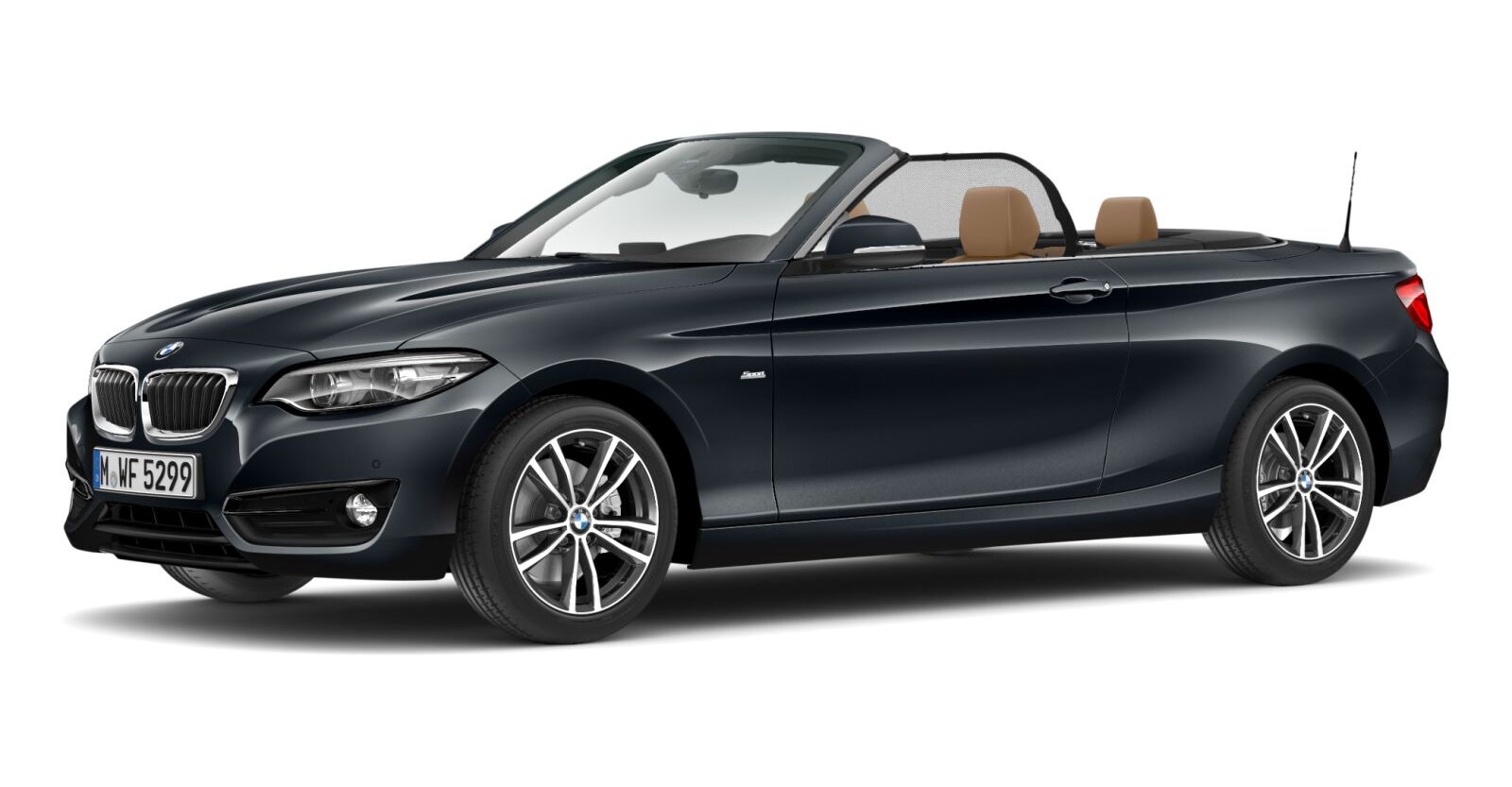 BMW 220i Cabrio in Grau von vorne