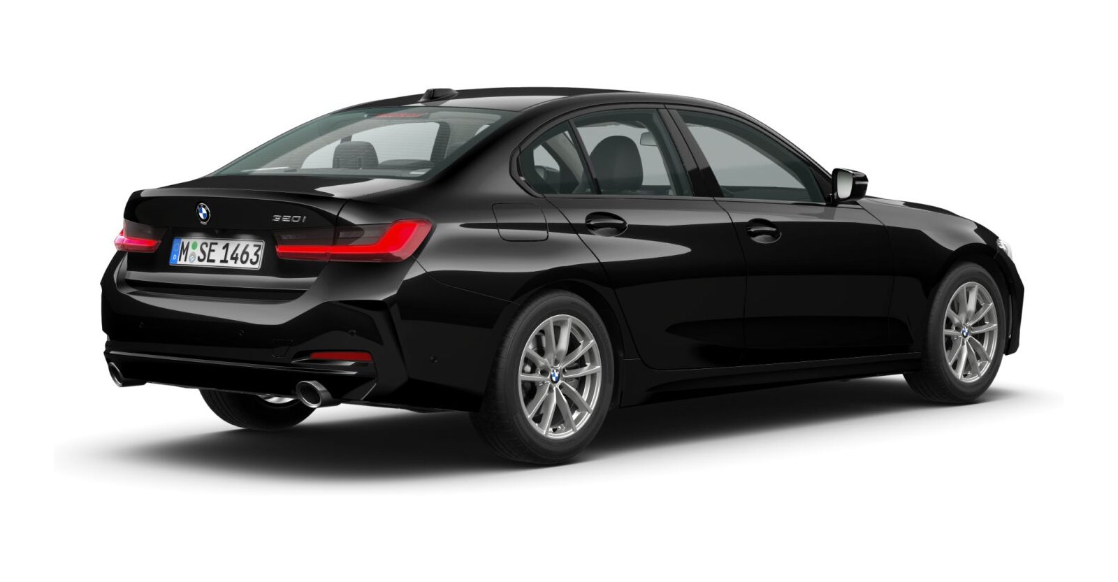 BMW BMW 3er in Schwarz von hinten