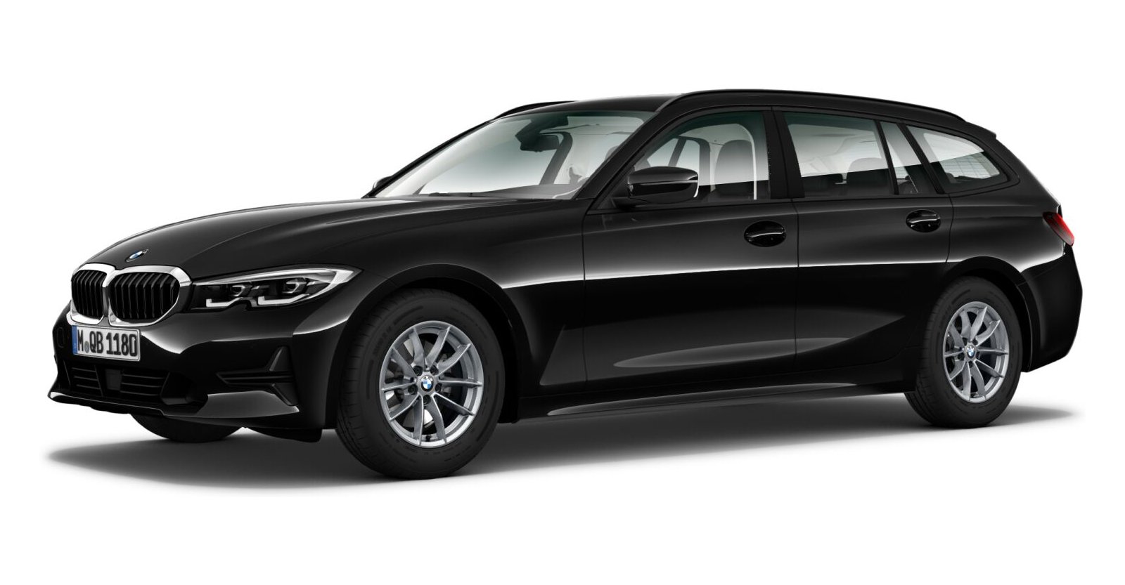 BMW 320d Touring in Schwarz von vorne BMW 320d Touring in Schwarz von vorne