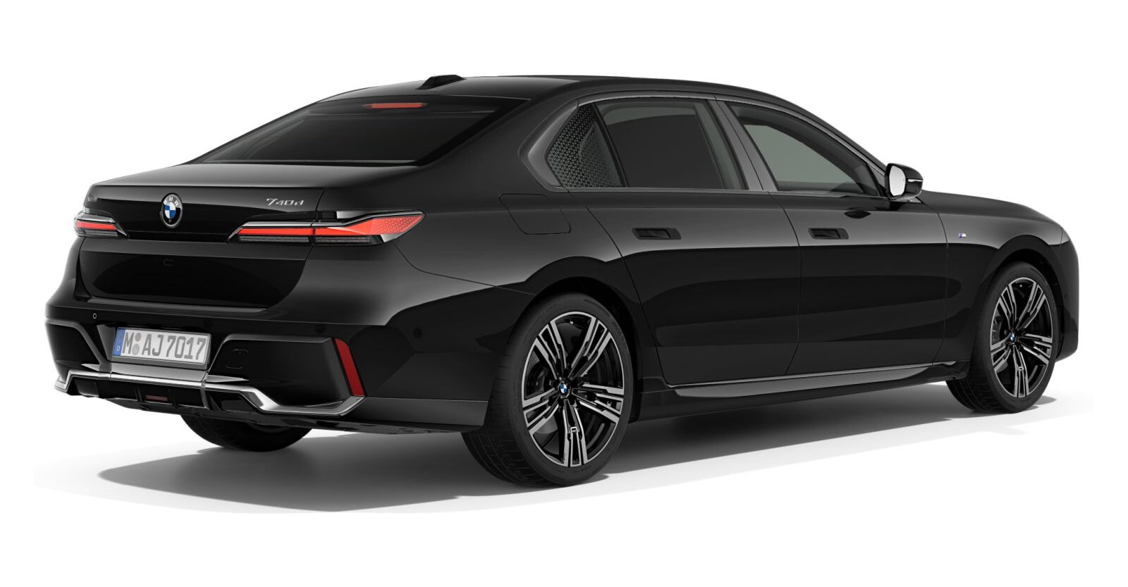 BMW BMW 7er in Schwarz von hinten
