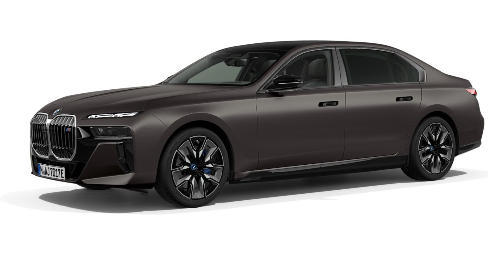BMW i7 M70 xDrive Limousine in Grau von vorne