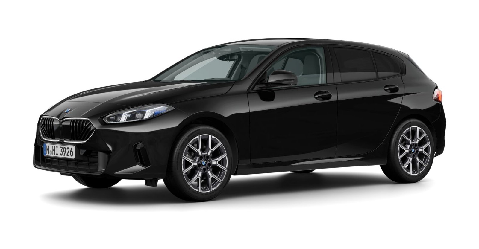 BMW 118d in Schwarz von vorne