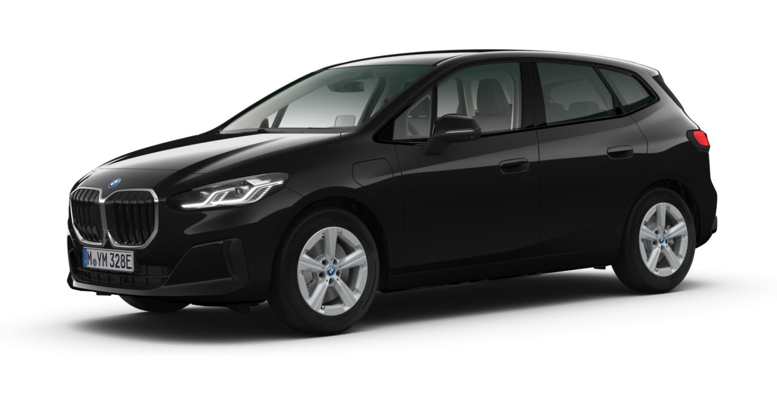 BMW 230e xDrive Active Tourer in Schwarz von vorne BMW 230e xDrive Active Tourer in Schwarz von vorne