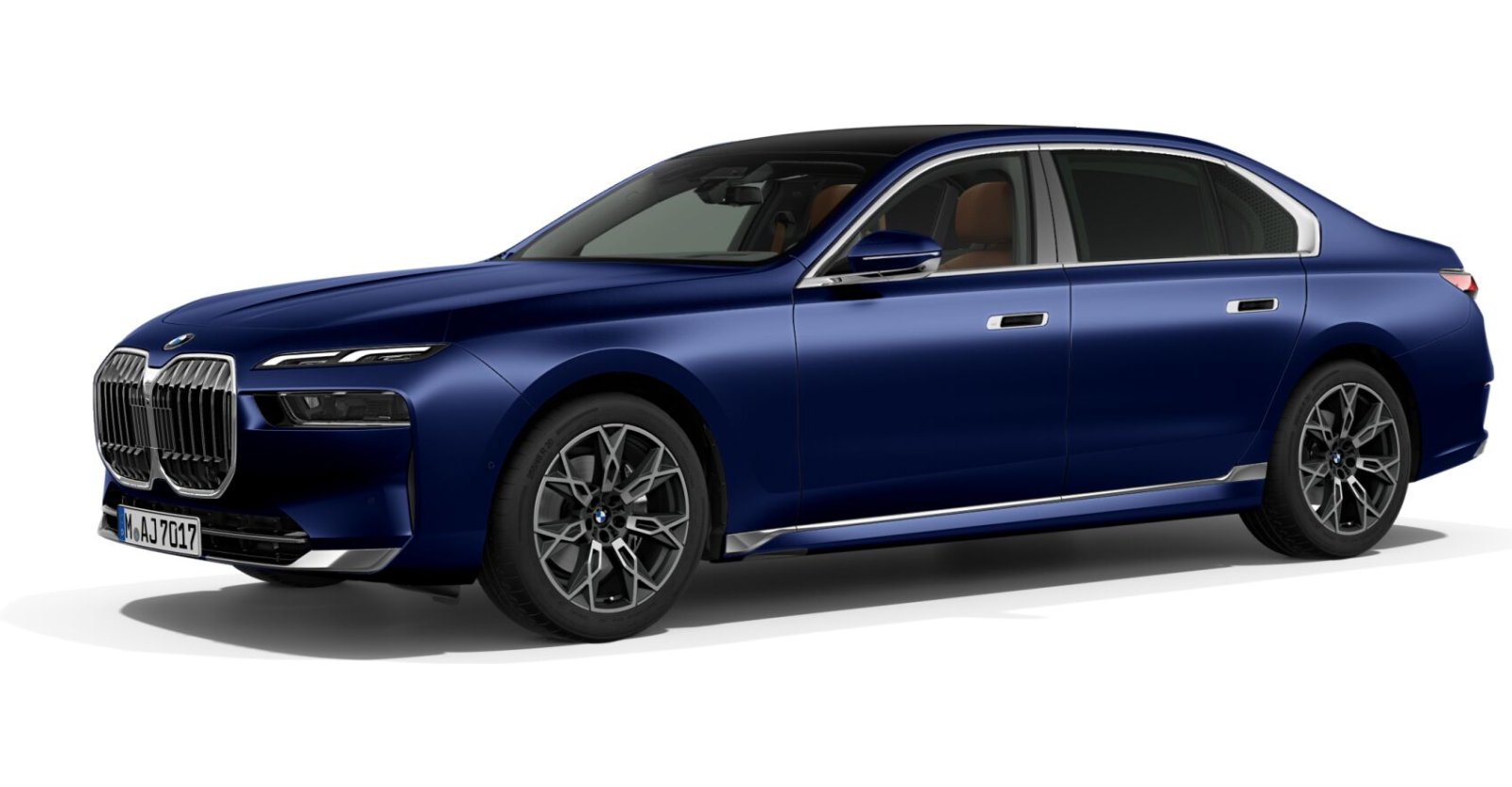 BMW 740d xDrive Limousine in Blau von vorne BMW 740d xDrive Limousine in Blau von vorne