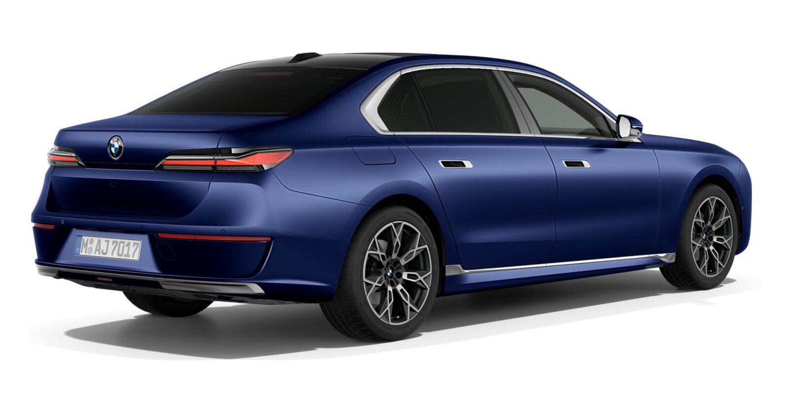 BMW BMW 7er in Blau von hinten