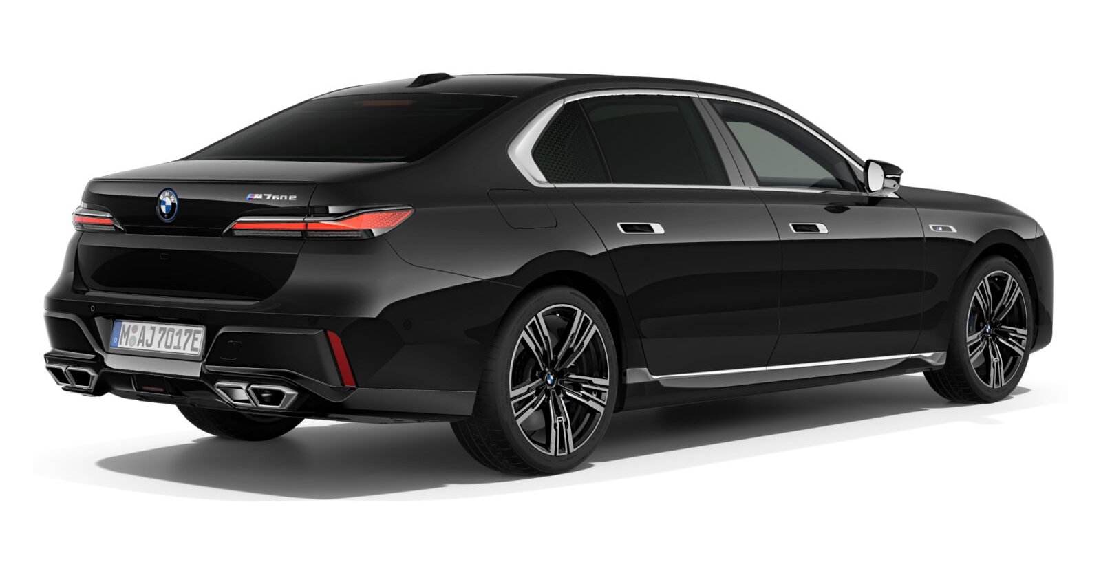 BMW BMW 7er in Schwarz von hinten