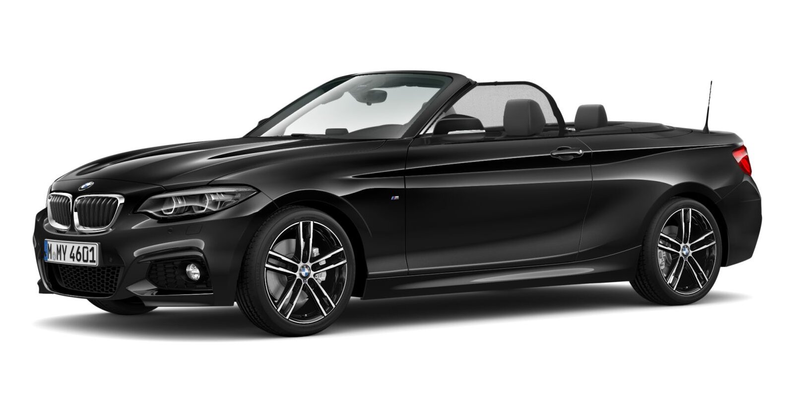 BMW 230i Cabrio in Schwarz von vorne BMW 230i Cabrio in Schwarz von vorne